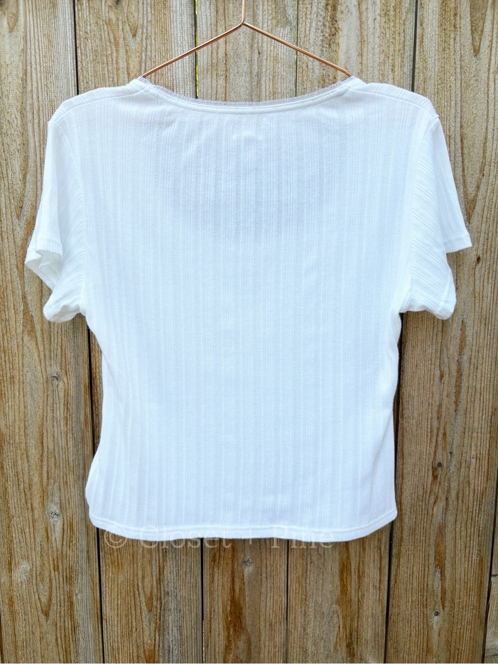 Aerie Pointelle Square Neck T-Shirt Size Large White NWOT - Picture 5 of 14